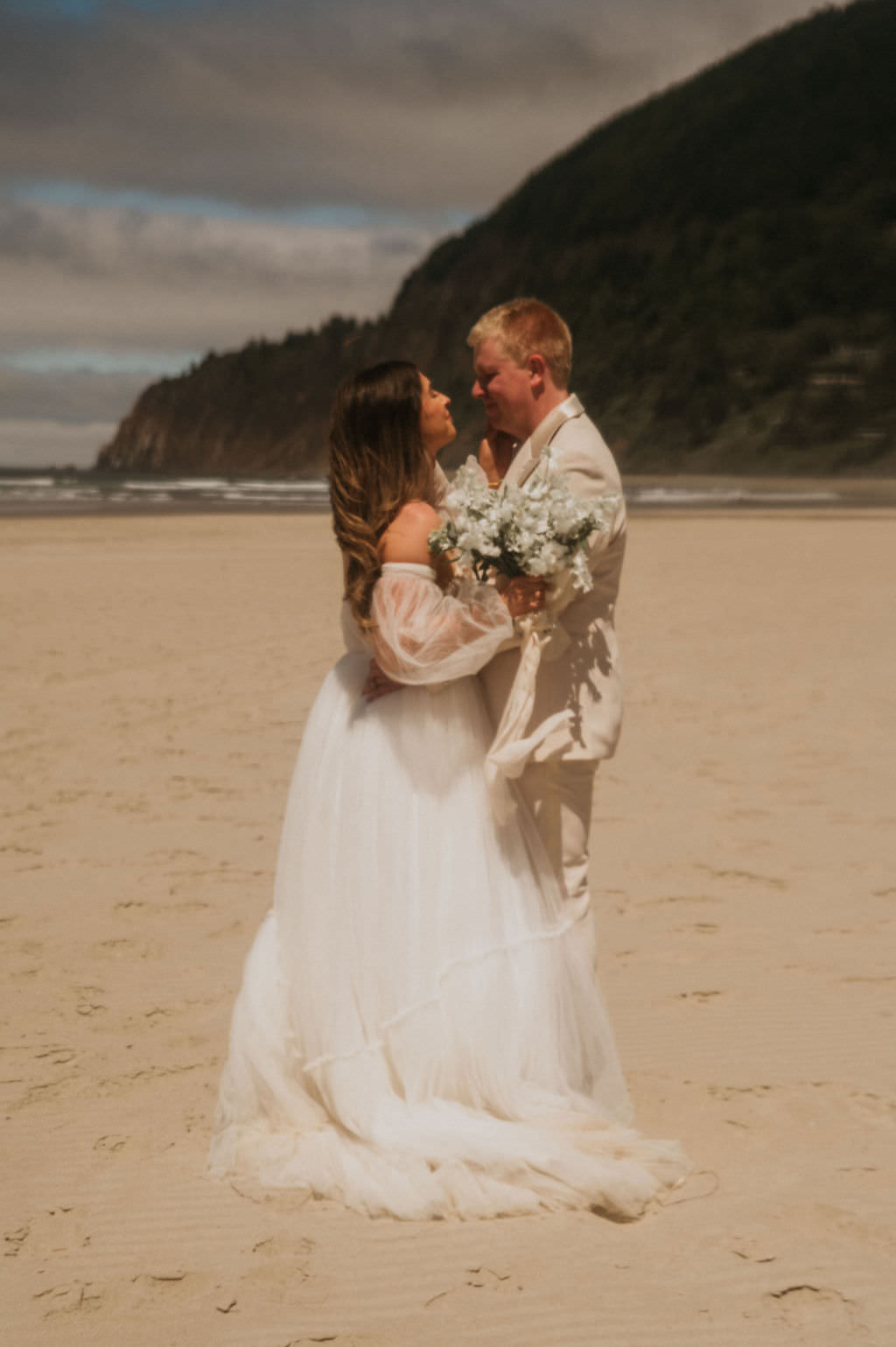 Bride and Groom during their intimate beach elopement.