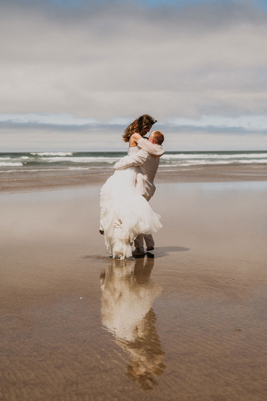 Bride and Groom at their elopement in Manzanita Oregon.